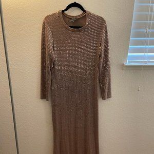 XL Rose gold sequined long-sleeved dress